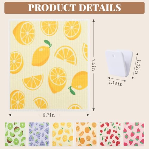 Homaxy Swedish Dishcloths - 6 Pack Reusable, Absorbent & Odor-Free