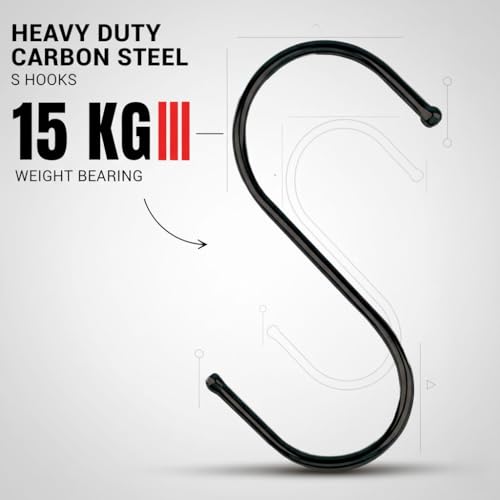 WHITECLOUDZ 30 Pack Black S Hooks, 3.4-Inch Heavy Duty Metal Hanging Hooks