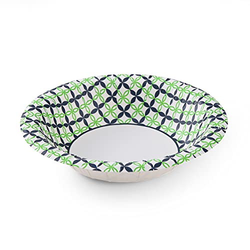 Glad 16oz Round Paper Bowls - Happy Daisies Design, 40 Count (Blue & Green)