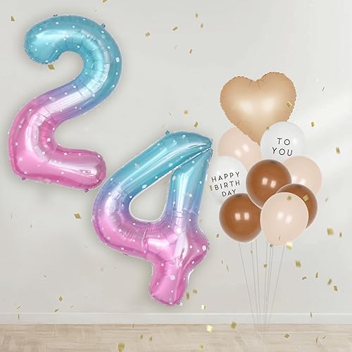 40-Inch Starry Sky Blue Number 14 Foil Balloon - Birthday & Party Decor