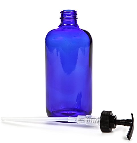 Vivaplex 16 oz Cobalt Blue Glass Bottles with Black Lotion Pumps - 2 Pack