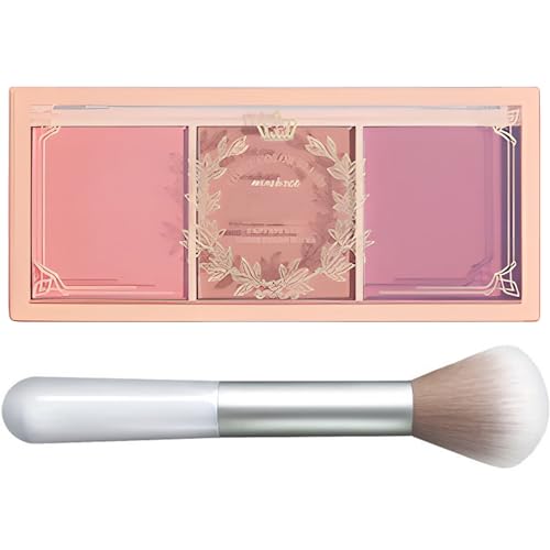 Kootinn 3-Color Matte Pink Blush Palette with Brush Long Lasting