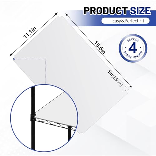 Sliner 4 Pcs Waterproof Plastic Shelf Liners for 11.8 x 16.6 Inch Wire Shelves, Clear