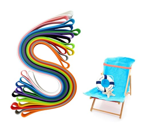 12-Pack Beach Towel Clips - Silicone Bands for Cruise Chairs
