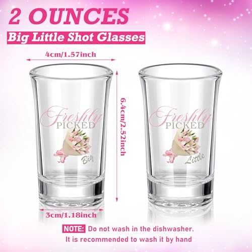 Roshtia 2 oz Big Little Sorority Shot Glasses - Flower Style Set