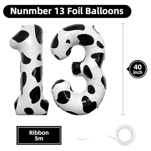 40 Inch Cow Number 13 Foil Balloon for 13th Birthday Party