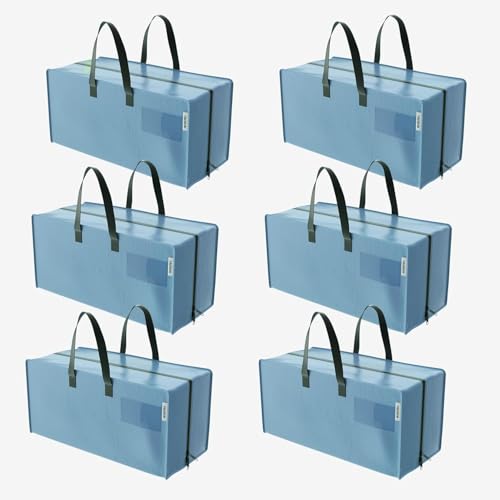 WORKPRO Extra Large Moving Bags - 6 Pack, Dusty Blue Backpack Storage Totes
