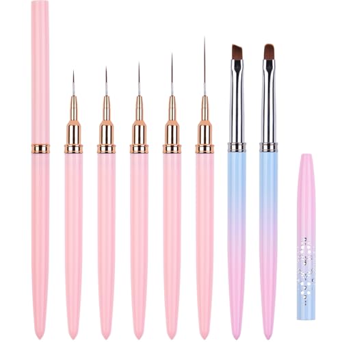 Ycyan 7-Piece Nail Art Brush Set - Liner and Clean Up Brushes