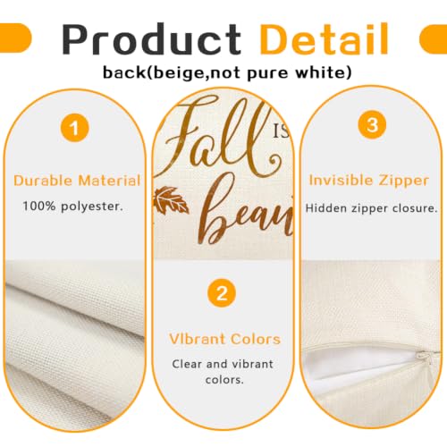 RABUSOFA Fall Pillow Cover 12x20 Inch, Beige Linen Autumn Farmhouse Decor
