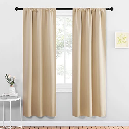 NICETOWN Blackout Curtains - Thermal Insulated Drapes, Biscotti Beige, 34" W x 72" L (Pack of 2)