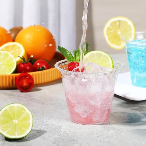 BYSNOW 100 Pack 9 oz Clear Disposable Plastic Cups - Food Safe