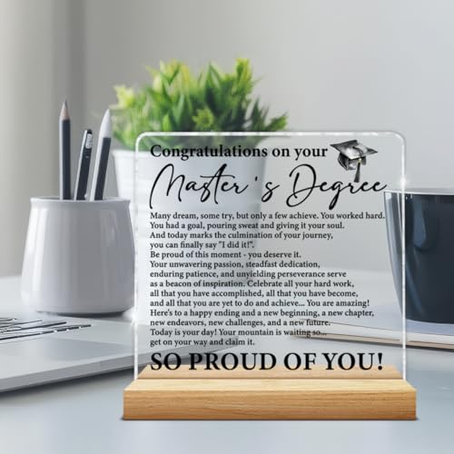 Graduation Gift Acrylic Desk Sign for Masters Degree