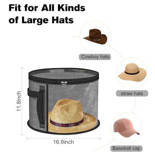 Large Clear Hat Storage Organizer Bag for Travel & Closet - Holds 5-7 Hats
