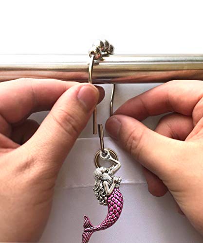 Mermaid Shower Curtain Hooks - Vintage Nautical Design, Set of 12