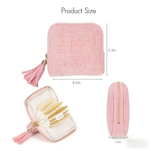 Light Pink Travel Jewelry Case with Tassel Zipper & 6 Layers