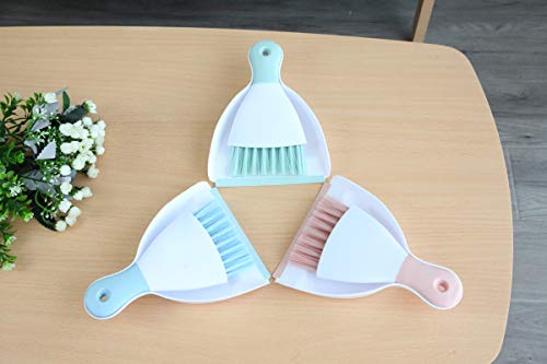 Mini Cleaning Brush and Dustpan Set - Portable Desktop Broom (Blue)