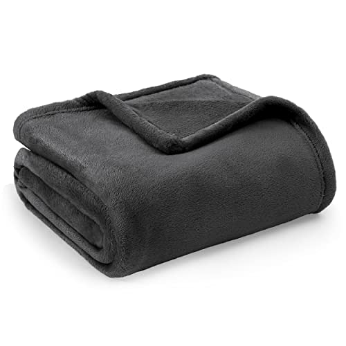 Bedsure GentleSoft Charcoal Fleece Throw Blanket 50" x 60"