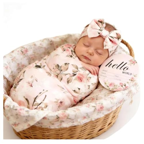 Galabloomer Vintage Newborn Receiving Blanket & Headband Set