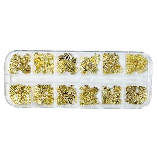 LYLYNB 3D Gold Nail Art Charms - Summer Beach Gems & Jewels