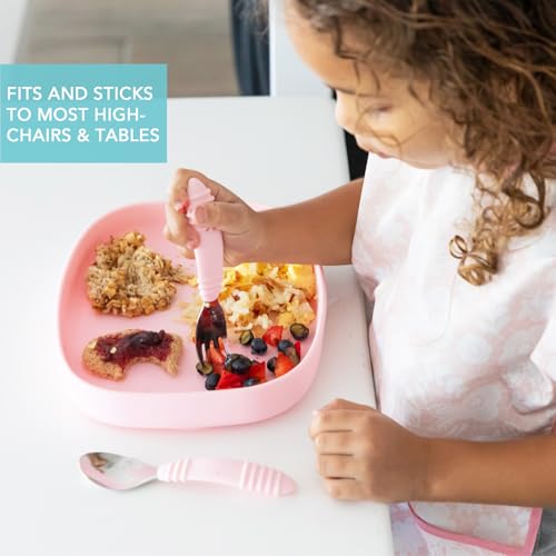 Bumkins Silicone Grip Suction Plate for Toddlers - Pink