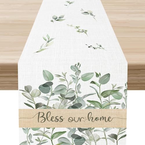Farmhouse Table Runner - Eucalyptus Green, 13x36 Inch - Seasonal Rustic Decor - Variation of THIS listing