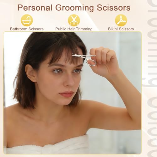 Hdama Mini Eyebrow and Facial Hair Grooming Scissors with Safety Cover