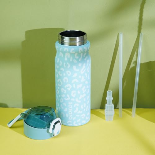 BJPKPK 18 oz Insulated Stainless Steel Water Bottle - Sky Blue Leopard