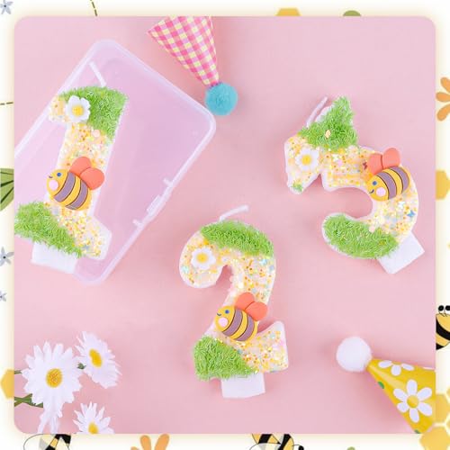 Glitter Bee Number 1 Birthday Candle - Cute Cake Topper