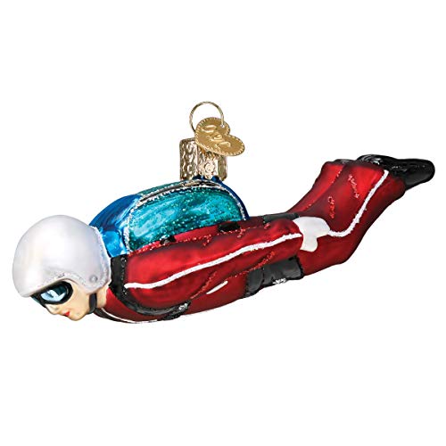 Skydiver Glass Blown Christmas Tree Ornament - Handcrafted Holiday Decorations