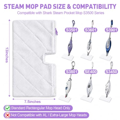 4 Pack Microfiber Replacement Pads for Shark Steam Mop S3500 Series