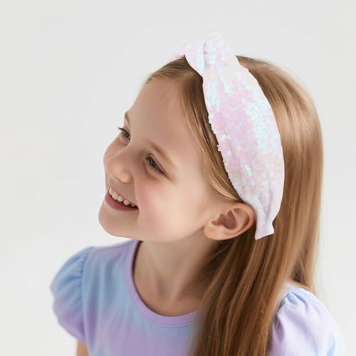 Moikolok Sequin Knotted Headbands 3-Pack Sparkly Hair Accessories