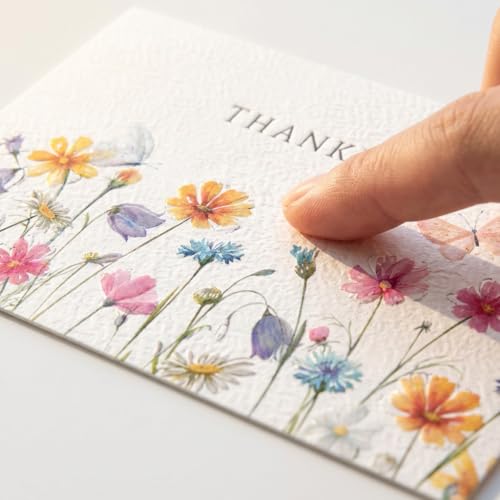 Racrico 24 Thank You Cards with Envelopes – 6 Floral Designs