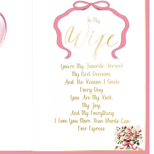 Romantic Valentine's Day Card for Wife - 5x7 Heart Design