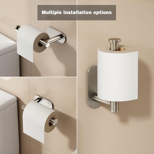 Voldra Brushed Nickel Toilet Paper Holder - Self-Adhesive Wall Mount
