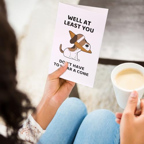 Funny Get Well Card with Envelope - 8x5.3in Cute Dog Design