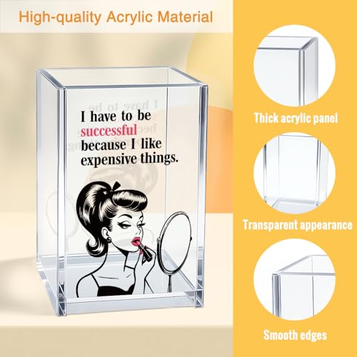 I Have To Be Successful Acrylic Makeup Brush and Pen Holder Cup