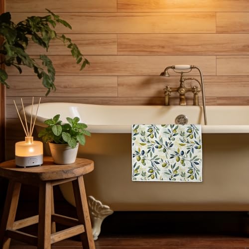 Mediterranean Olive Green Kitchen Towel 16x24 in - Plants Towel I Design