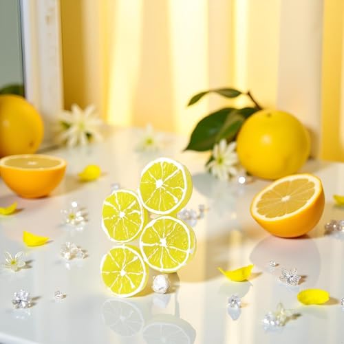 Calsgkspray 4Pcs Double Lemon Slice Hair Clips Yellow Fruit Barrettes