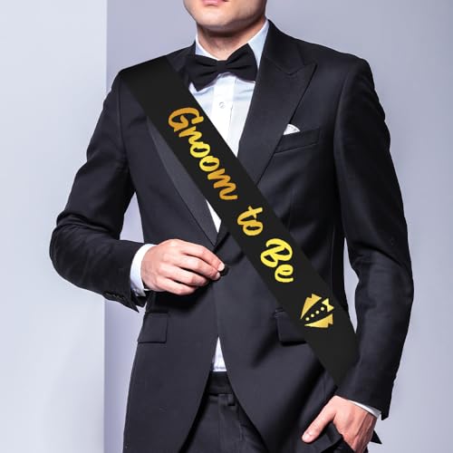 Groom To Be Sash Black Groom Sash with Gold Foil - Bachelor Party Decorations & Gifts - Groom to Be Accessories