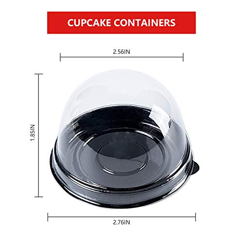 Clear Plastic Mini Cupcake Containers - 50 Pack for Parties