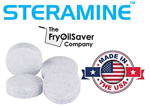 1 Bottle Steramine Sanitizer Tablets w/15x QT-10 Test Strips - Multi Purpose Steramine Sanitizing Tablets for Food Contact Surface, Kitchen, Restaurant, Food Service by FryOilSaver (150 Count)