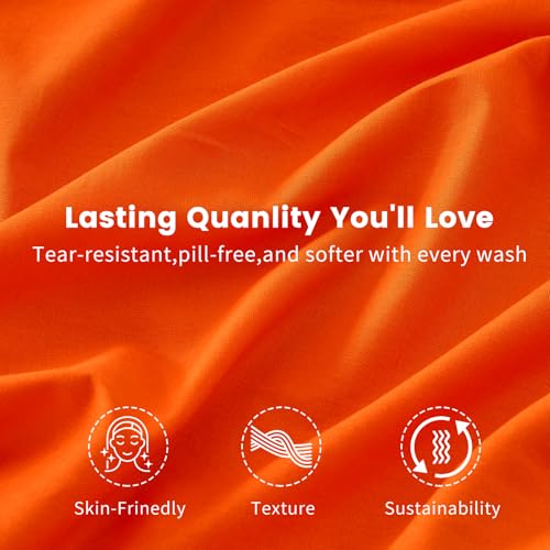 Bedlifes 100% French Linen Pillowcases - King Size 20x40, Orange (Set of 2)