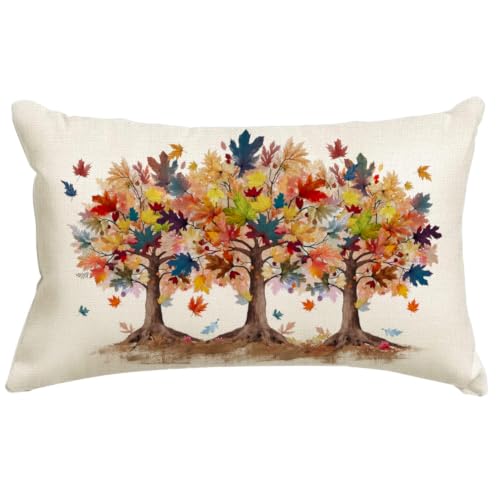 Dark Blue Maple Leaf Fall Pillow Cover 12x20 Inch - Pack of 1