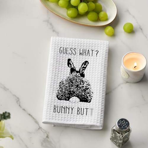 Funny Bunny Butt Kitchen Towel, 16x24 Microfiber Waffle Weave Dish Towel