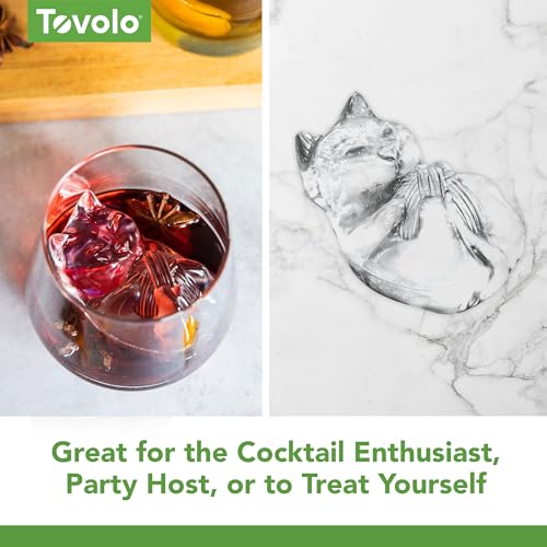 Tovolo Kitten Shaped Ice Cube Mold - Pack of 2 Large Silicone Cat Ice Trays for Drinks, Whiskey, Cocktails, BPA Free & Dishwasher Safe