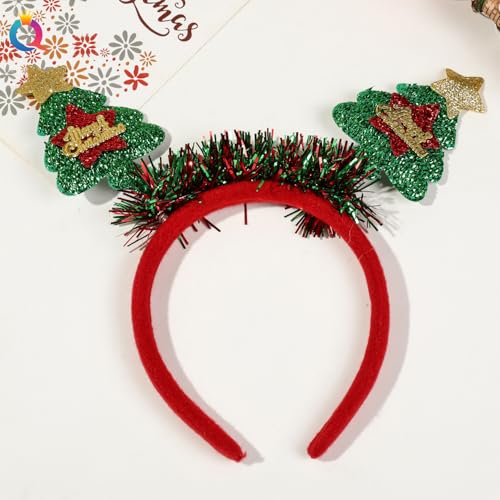 Christmas Headbands 4-Pack Glitter Tree & Antler Hair Accessories