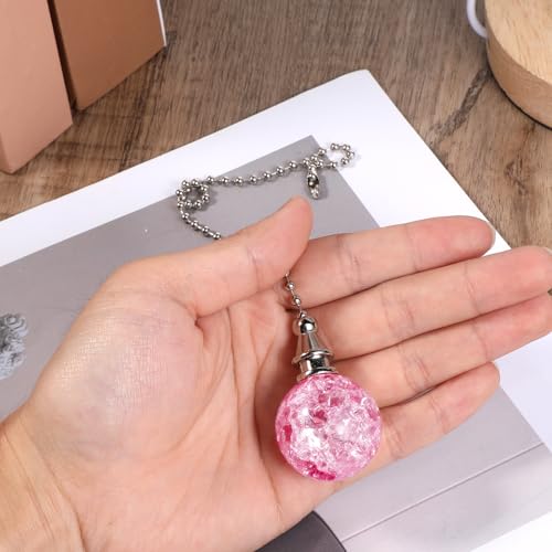 Pink Crystal Ball Ceiling Fan Pull Chain Ornament, 2 Pack 9.6" Length