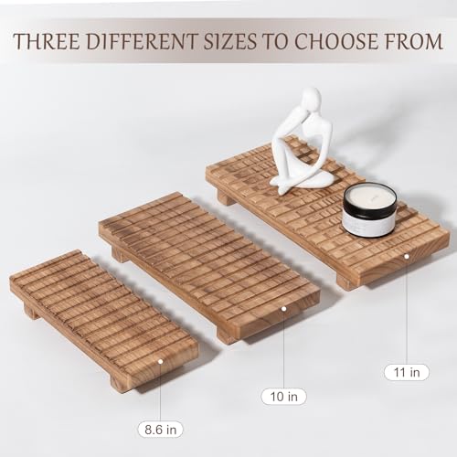 Rustic Farmhouse Bathroom Tray Stand - 8.6" x 3.6" Brown Wood