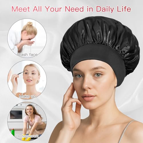 Q&J Fabric Co. Large Satin Sleep Bonnet for Curly Hair & Braids