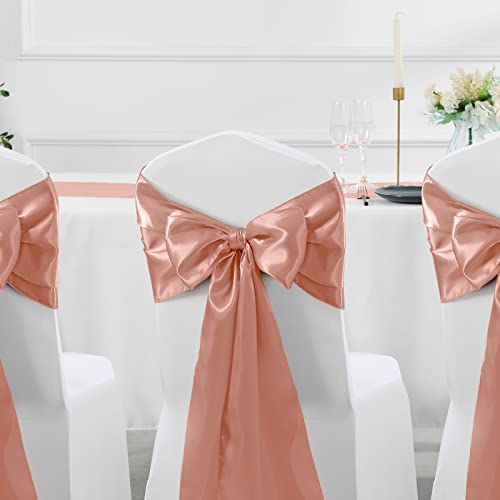 Manyshofu Rose Gold Satin Table Runner 12x72 Inches - 4 Pieces